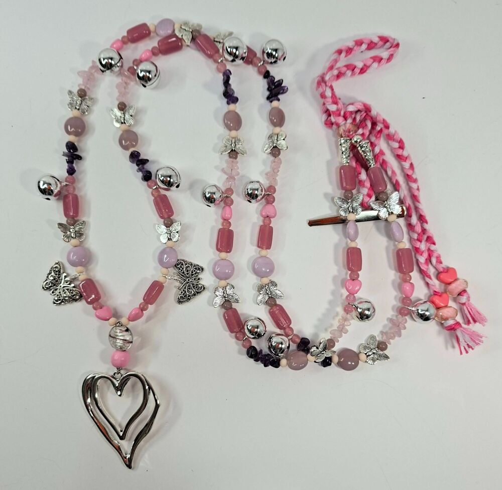 Rhythm Beads - Amethyst and Rose Quartz. Larger Cob to Extra Full Size Horse.