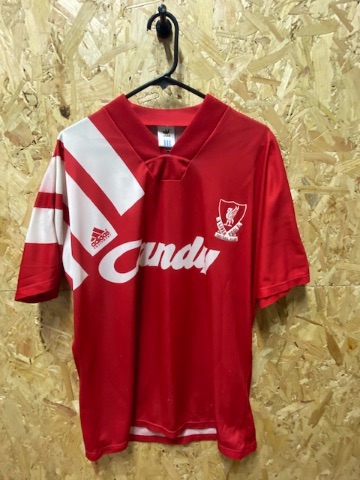 1991/92 Liverpool adidas Home Shirt Red and White Size Medium 