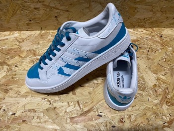adidas Team Court Custom Splatter Effect Trainers White & Teal Size 9 