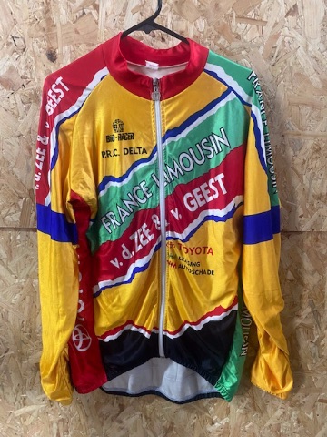 Vintage French Toyota Sponsored Cycling Jersey Yellow and Red Size XL Mens