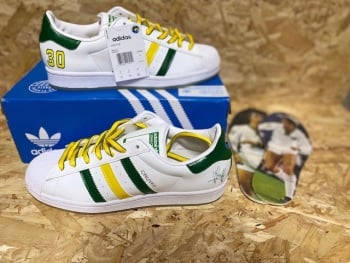 adidas Superstar Custom Cruyff Trainers White, Green  and Yellow New in Box Size 8
