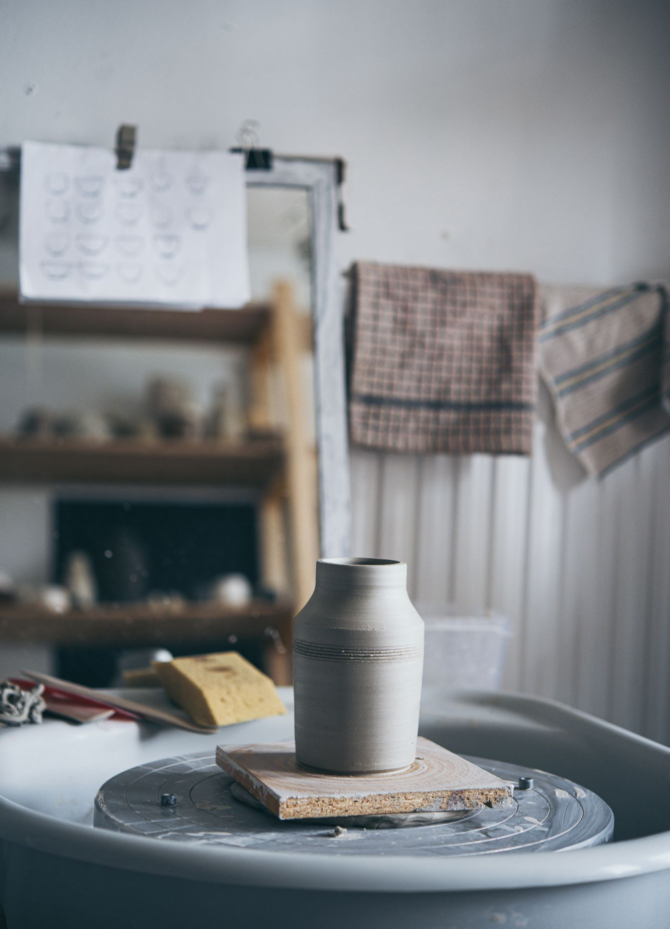 vase thrown on pottery wheel