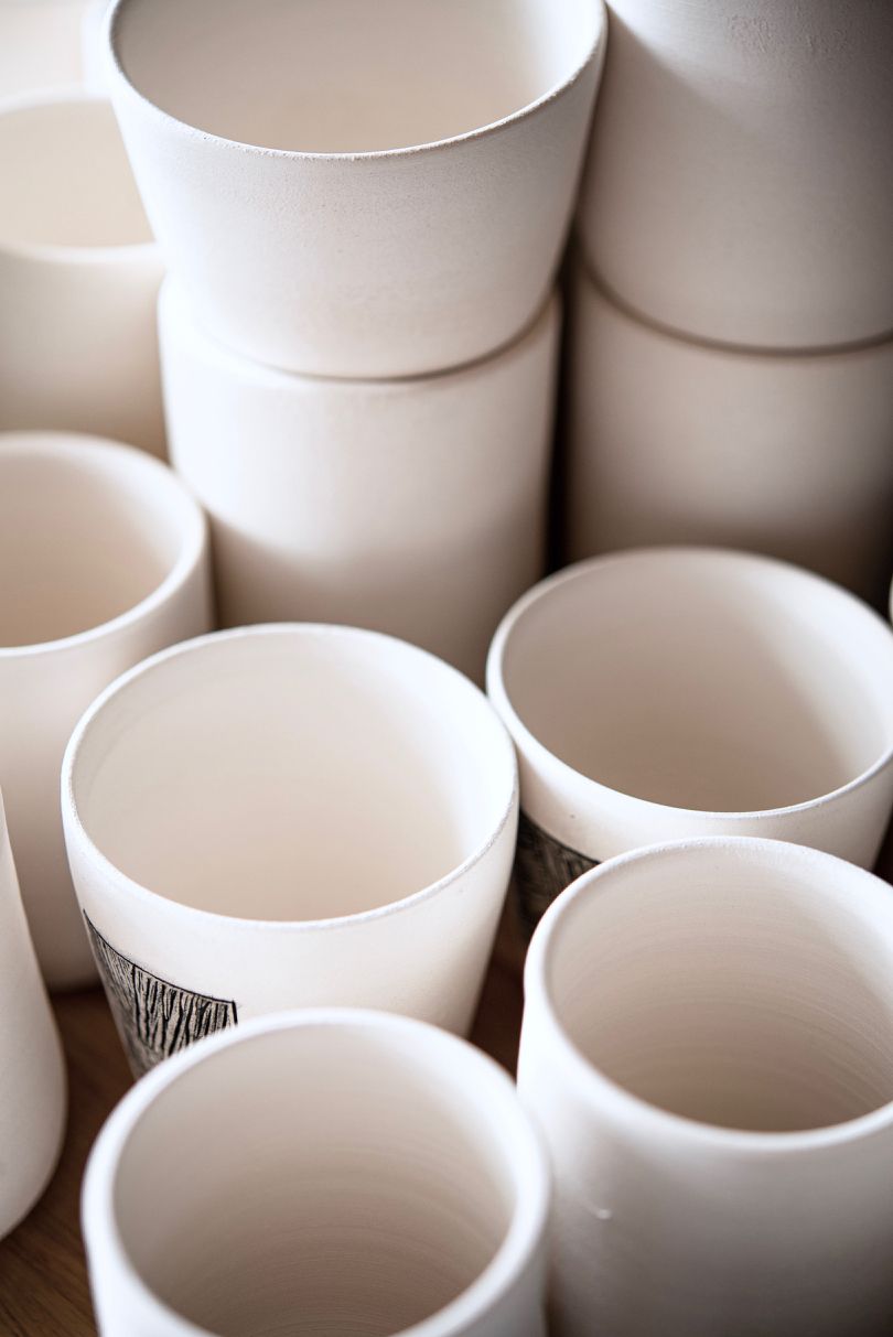 Group of ceramic white cups
