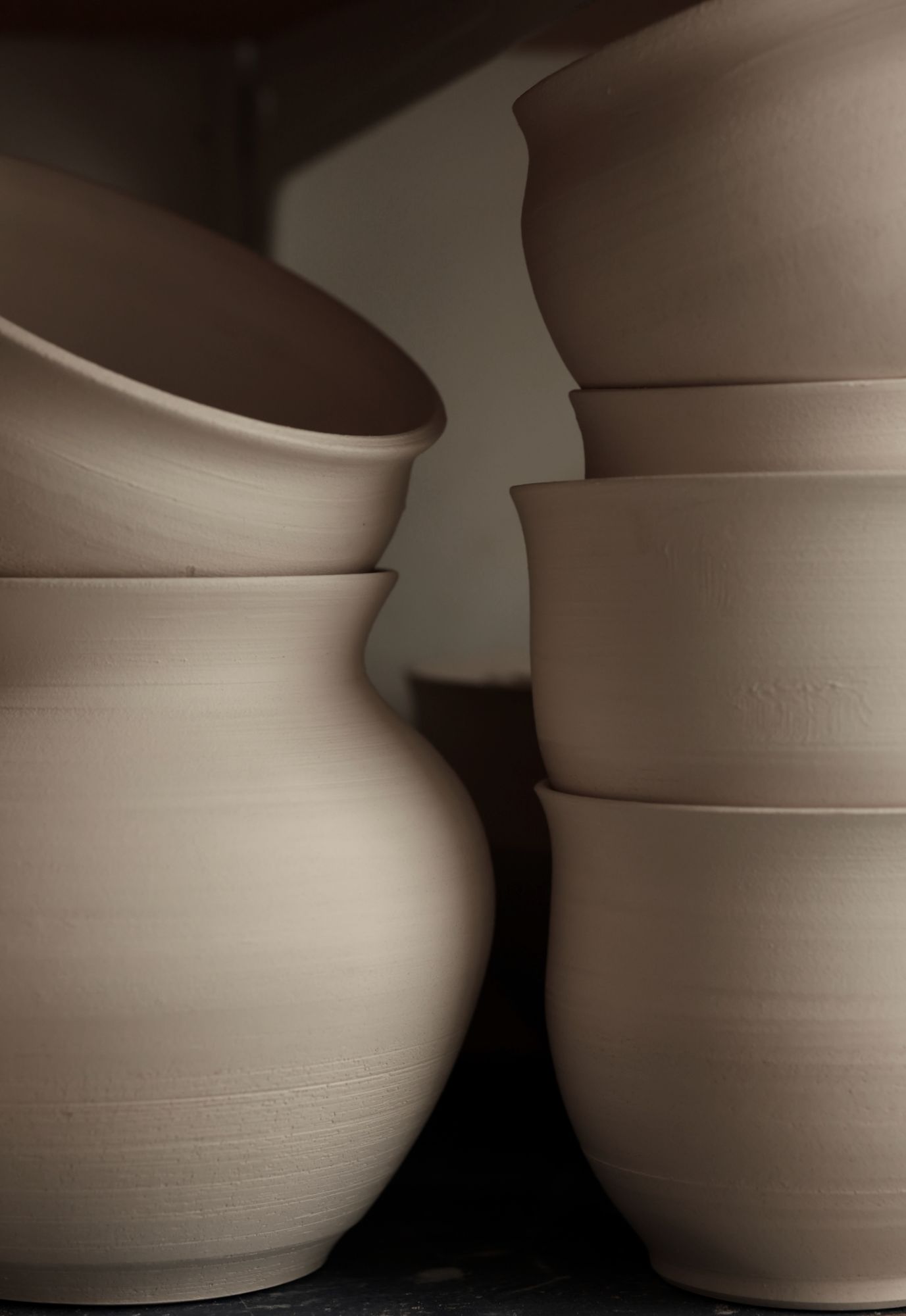 Collection of wheel thrown ceramic forms 