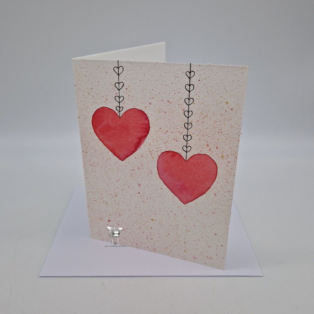 Christmas Cards (Pinks - 5-pack) - Hand-painted Watercolour Cards with Envelopes