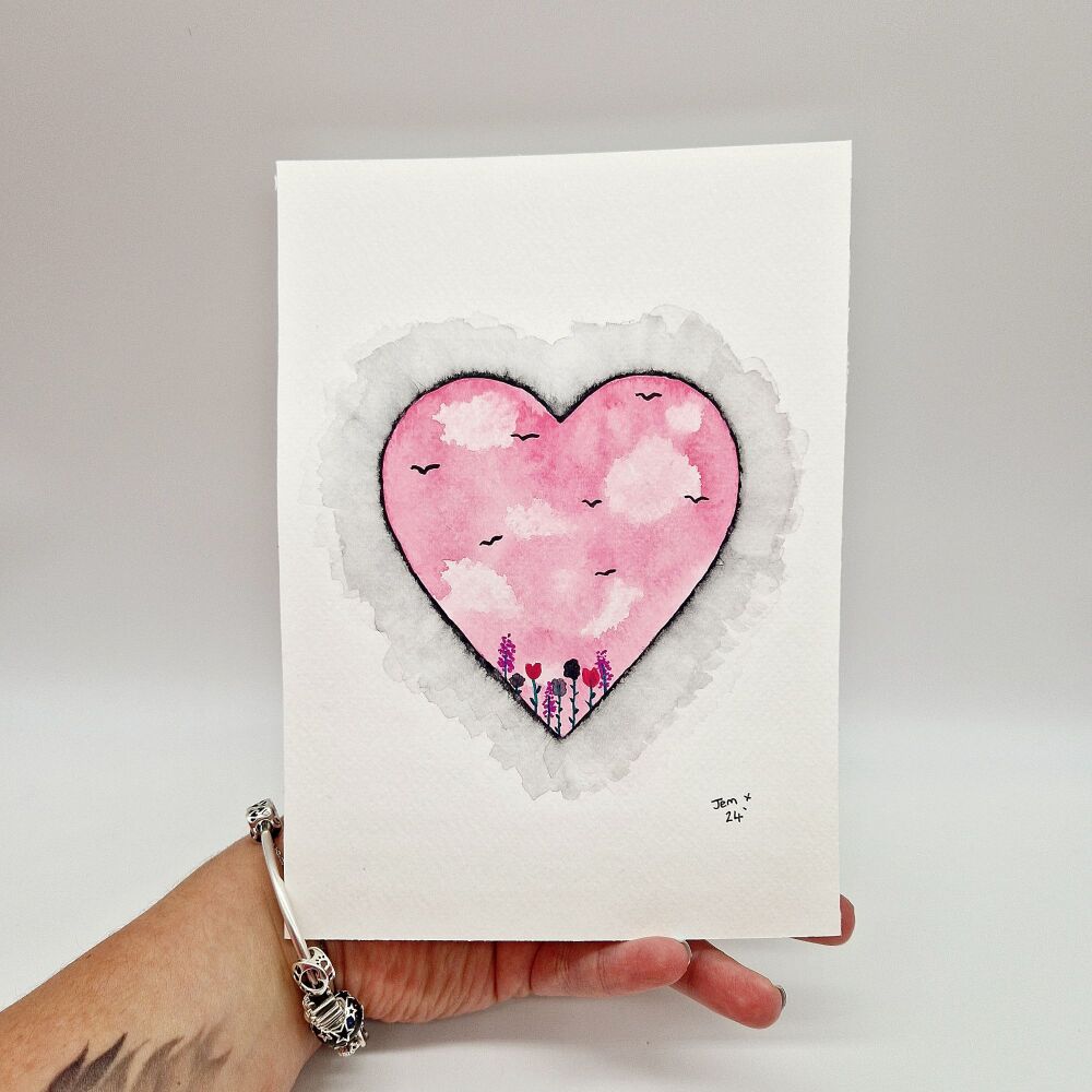 Pink Skies - Original & Unframed Watercolour Painting