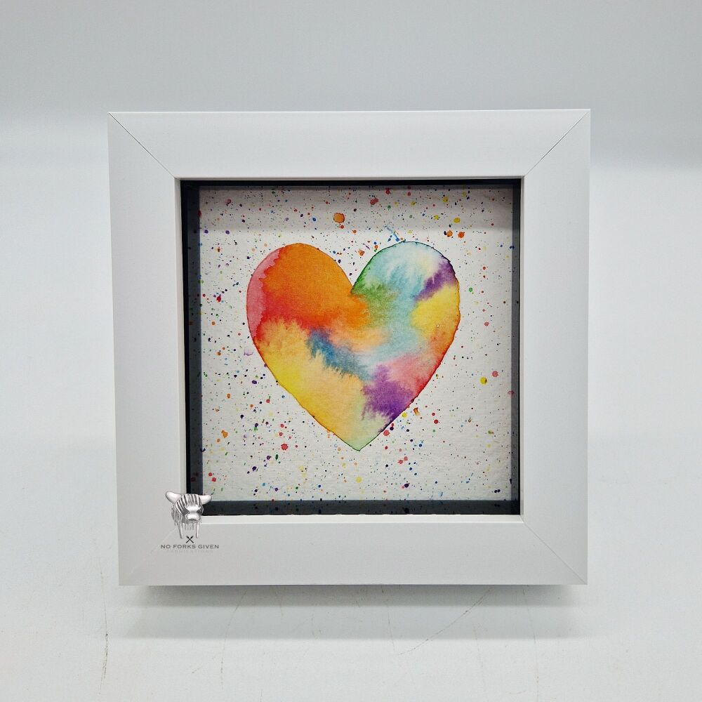 Rainbow Heart - Original Framed Mini Watercolour Painting