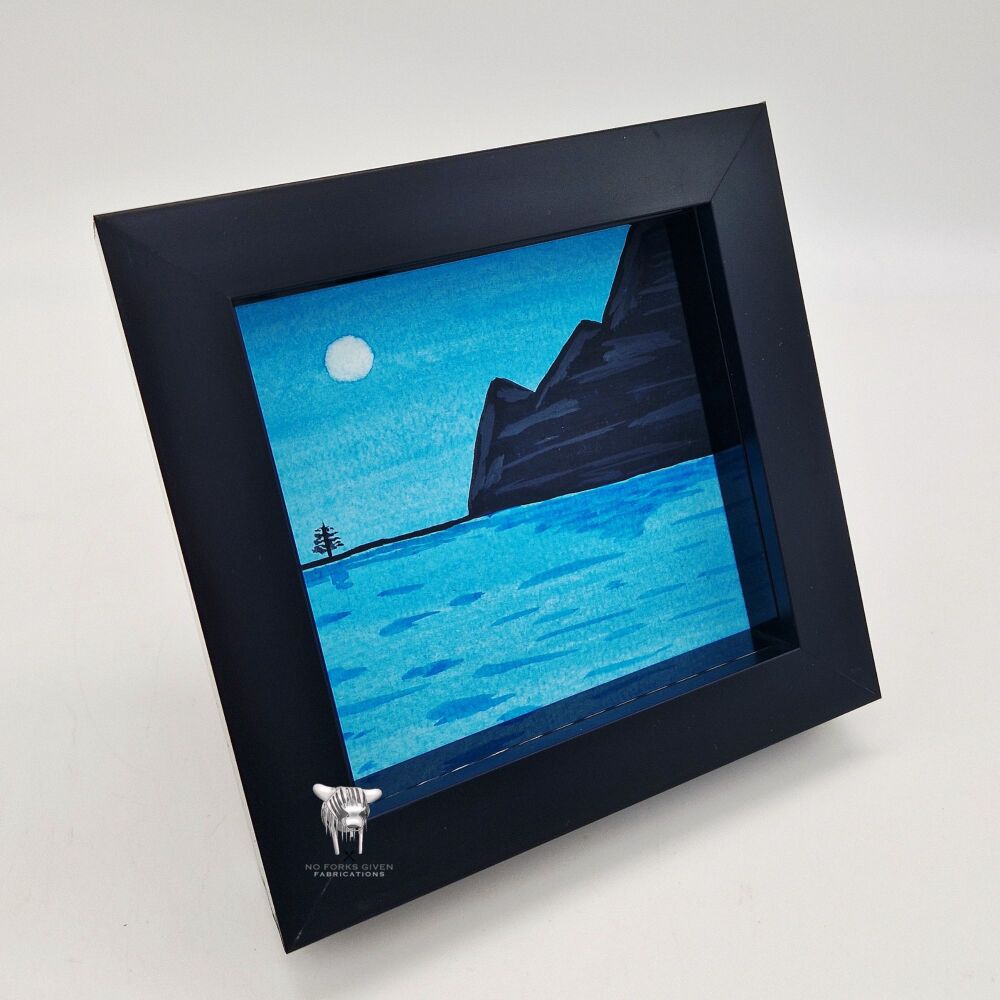 Z. Ready to Post: Mountains - Original Framed Mini Watercolour Painting