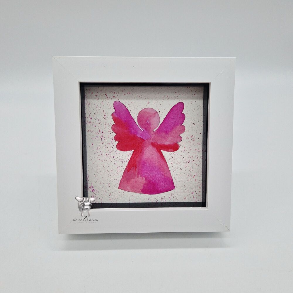 Angel (Pink) - Original Framed Mini Watercolour Painting