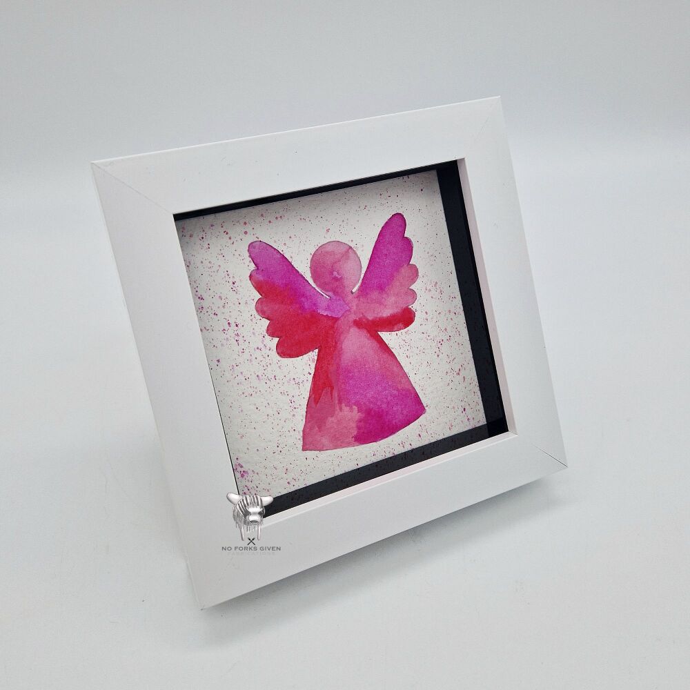 Angel (Pink) - Original Framed Mini Watercolour Painting