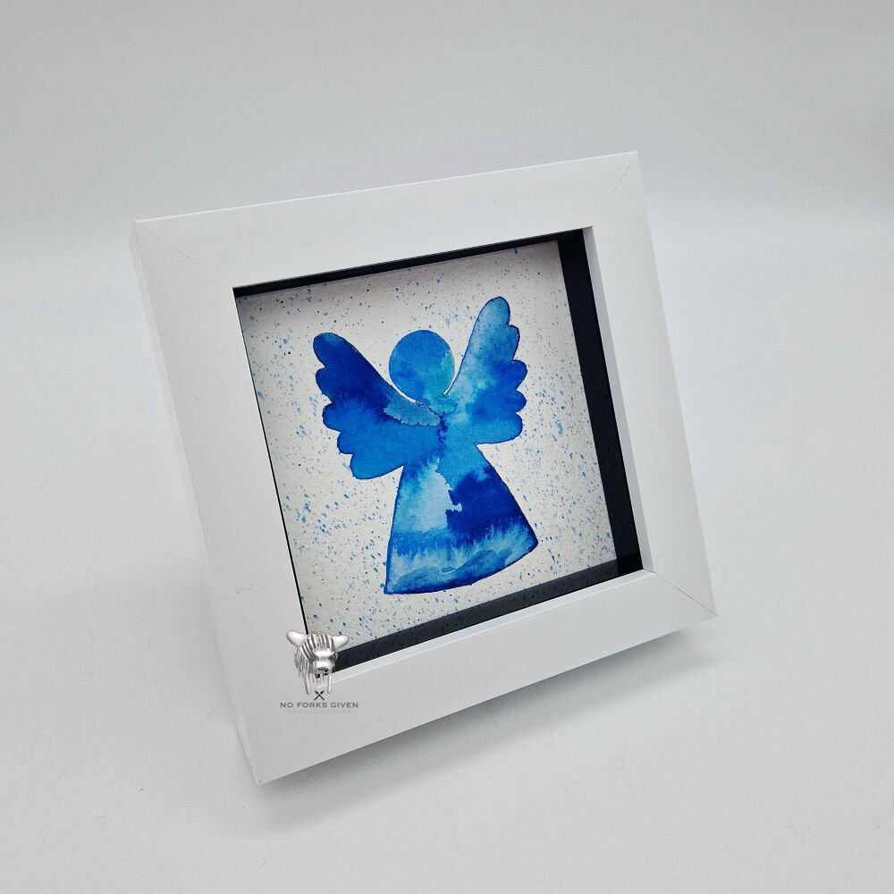 Angel (Blue) - Original Framed Mini Watercolour Painting