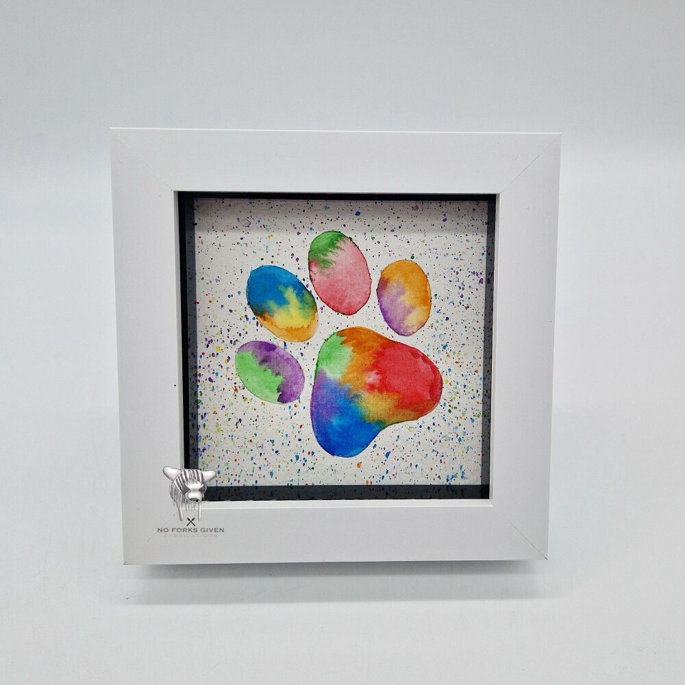 Paw Print Rainbow (W2) - Original Framed Mini Watercolour Painting