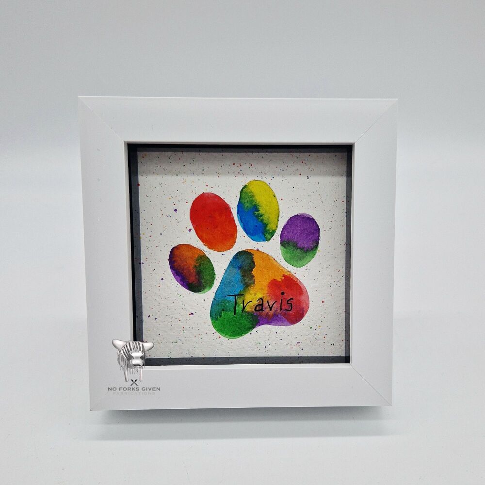 Paw Print Rainbow (Made to Order) - Original Framed Mini Watercolour Painting