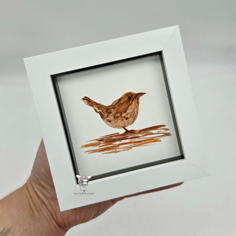 Z. Ready to Post: Jenny Wren - Original Framed Mini Watercolour Painting