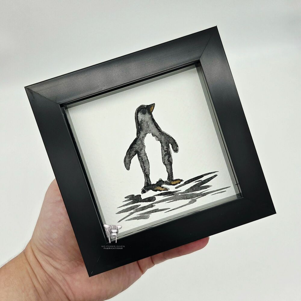 Penguin - Original Framed Mini Watercolour Painting
