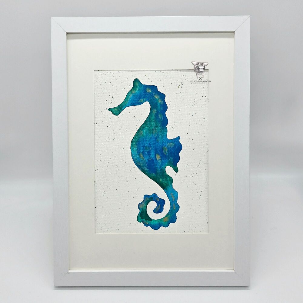 Ready to Post: Seahorse - Original Framed Watercolour Painting
