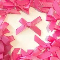 Mini Satin Fabric 7mm Ribbon Bows - Cerise Pink