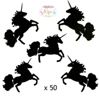 Black Silhouette Unicorn Die Cut Shapes x 50