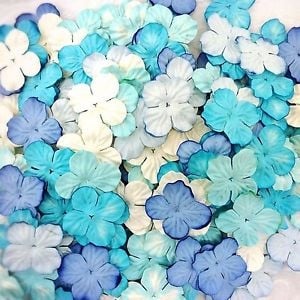 Mulberry Paper Hydrangea Flowers 25mm - Mixed Blue