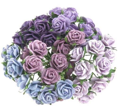 Mulberry Paper Open Roses 20mm - Mixed Purple/Lilac
