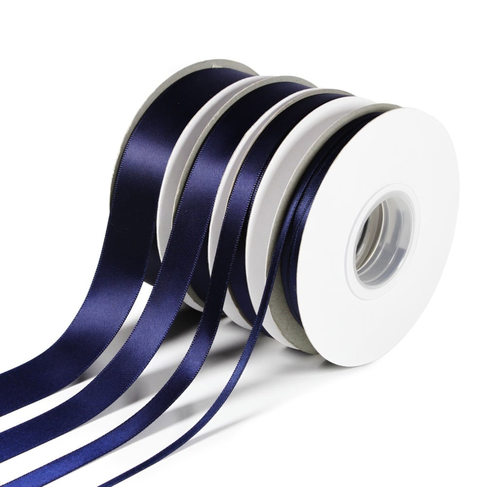 5 Metres Quality Double Satin Ribbon 3mm Wide - Navy Blue