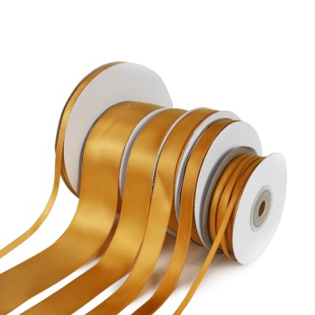 5 Metres Quality Double Satin Ribbon 3mm Wide - Antique Gold