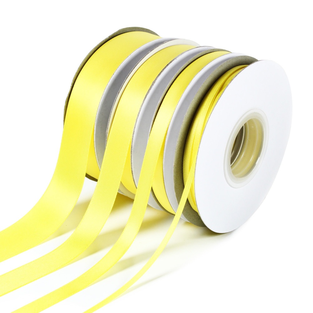 5 Metres Quality Double Satin Ribbon 3mm Wide - Yellow
