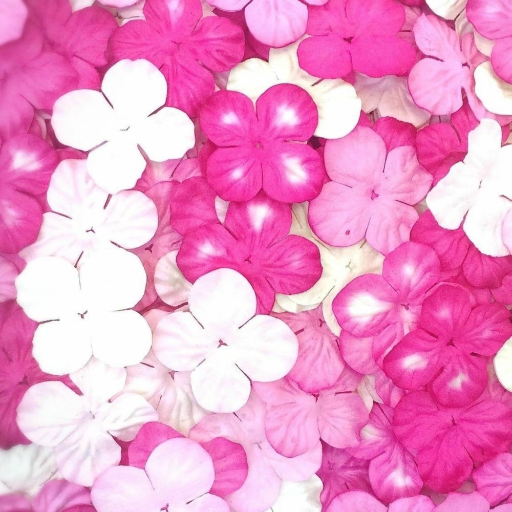 Mulberry Paper Hydrangea Flowers 25mm - Mixed Pink