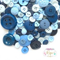 100 Assorted Mixed Blue Buttons