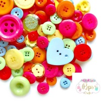 100 Assorted Mixed Bright Colour Buttons