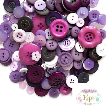 100 Assorted Mixed Purple Colour Buttons
