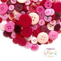 100 Assorted Mixed Red/Pink Buttons
