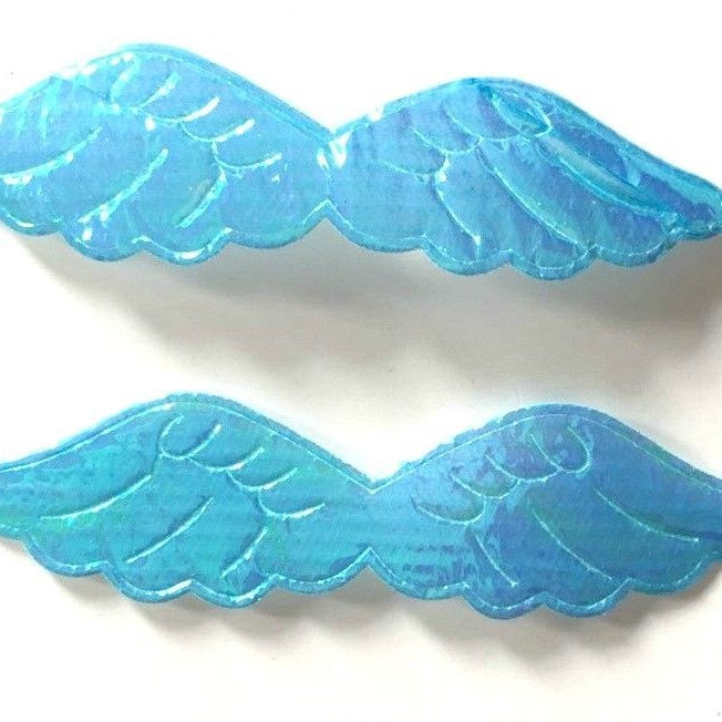 Shimmer Fabric Angel Wings 6cm - Turquoise