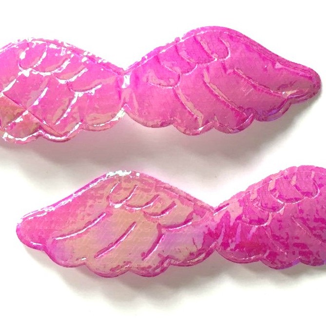 Shimmer Fabric Angel Wings 6cm - Cerise Pink