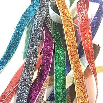 Velvet Glitter Ribbon Offcuts - 10mm 