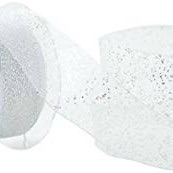 25mm Wide Berisfords Super Sparkly Random Glitter Wired Ribbon - White