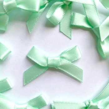Mini Satin Fabric 7mm Ribbon Bows - Mint Green