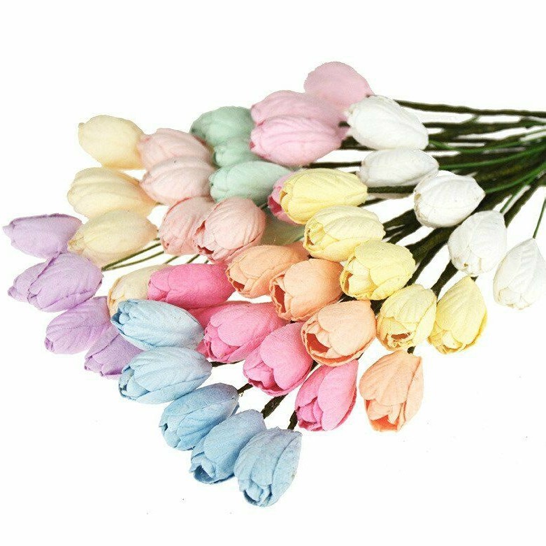 Mulberry Paper Tulips 10mm - Mixed Pastels