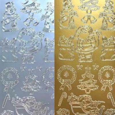 Santa, Snowmen Christmas Scene Peel Off Sticker Sheet