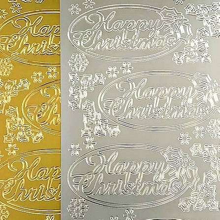 Oval Happy Christmas Peel Off Sticker Sheet