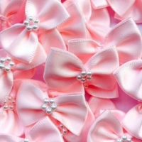 Satin Ribbon Bow Ties With Pearl Centre 3.5cm - Light Pink