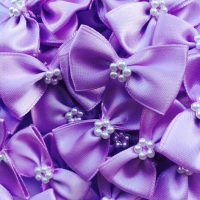 Satin Ribbon Bow Ties With Pearl Centre 3.5cm - Lilac