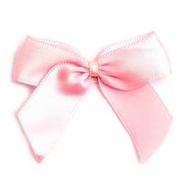 Satin Fabric 15mm Ribbon Bows - Light Pink