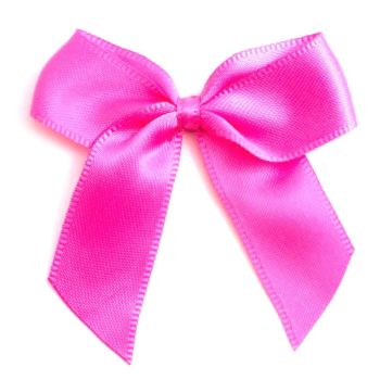 Satin Fabric 15mm Ribbon Bows - Cerise Pink