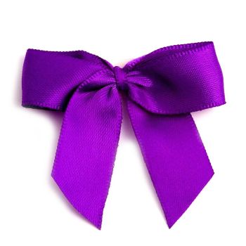 Satin Fabric 15mm Ribbon Bows - Purple