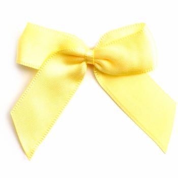 Satin Fabric 15mm Ribbon Bows - Lemon