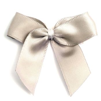 Satin Fabric 15mm Ribbon Bows - Light Grey
