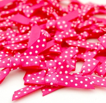 7mm Satin Spotty Polka Dot Bows - Cerise Pink