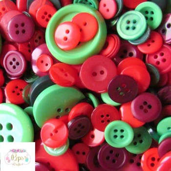 100 Assorted Mixed Christmas Colour Buttons