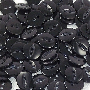 Round Fish Eye Buttons Size 18 - Black